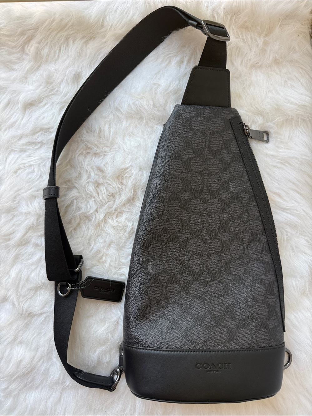NWOT Coach Black Signature Monogram Sling Belt Bag